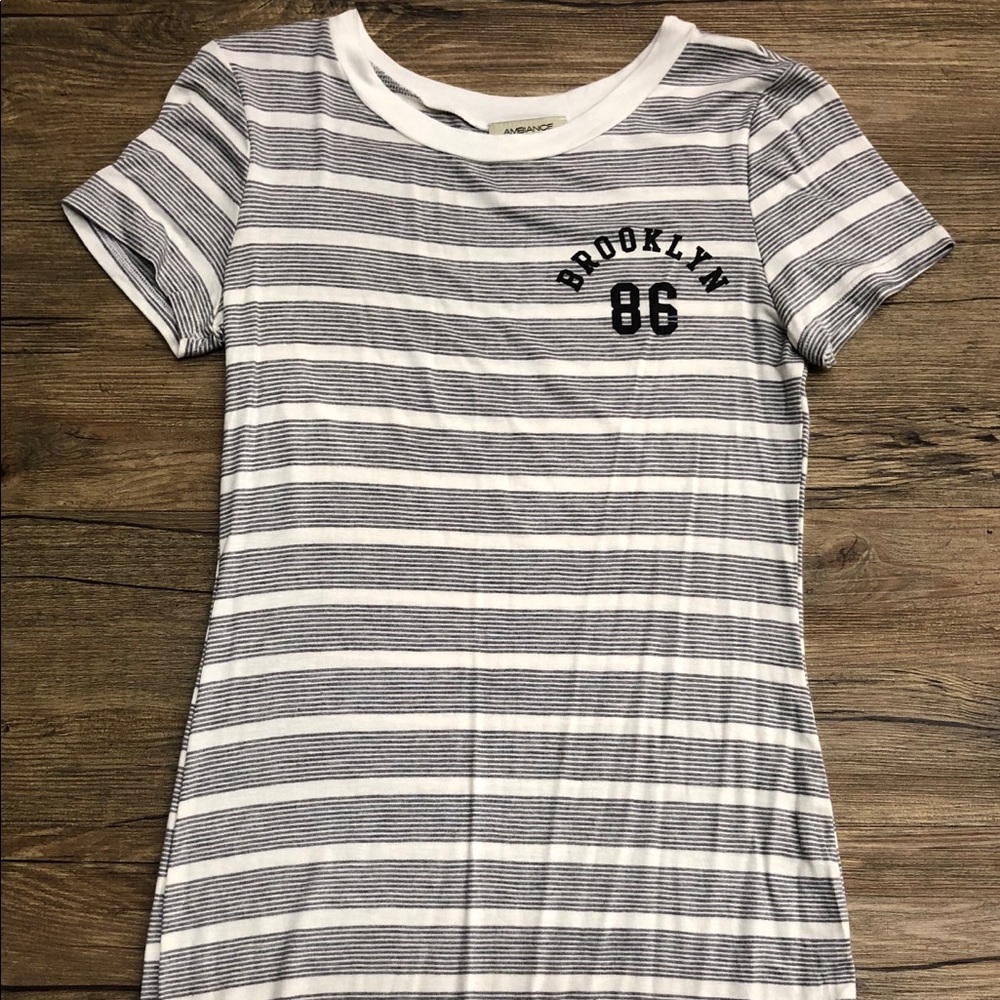 Ambiance stripped grey and white T-shirt dress